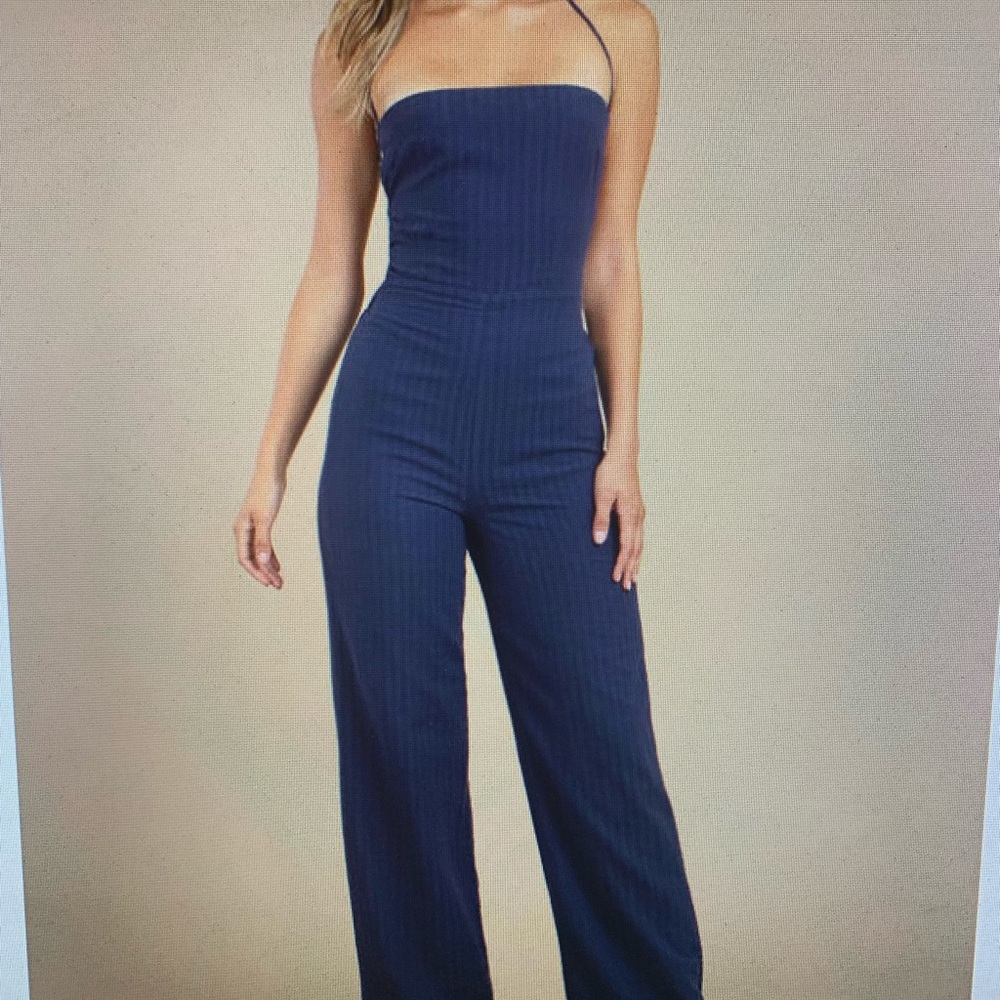 Knock Out Navy Halter Jumpsuit XS